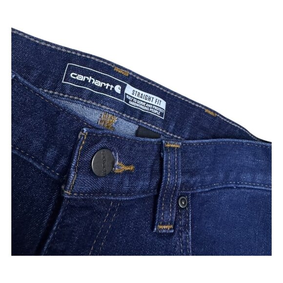 CARHARTT Straight Fit Dark Wash Casual Work Denim Pants Jeans Mens 30x32 - Picture 4 of 7